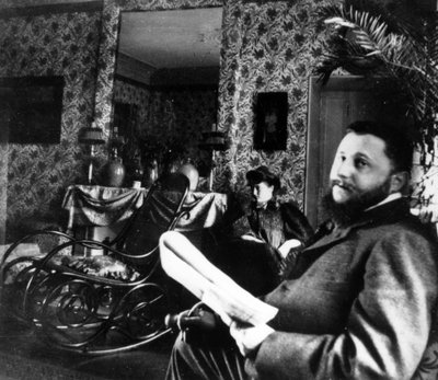 Thadée Natanson and his wife Misia Godebska in the drawing room of their apartment in the rue Saint-Florentin, Paris, c.1899 by French Photographer